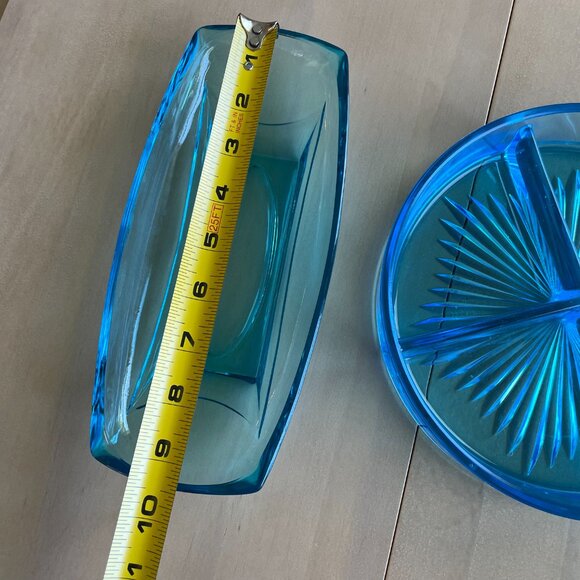 Vintage Rare Mid-Century Blue Glass Dishes Bowls Set - Picture 13 of 16